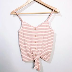 2 for $20 | Blush striped tie front cami top